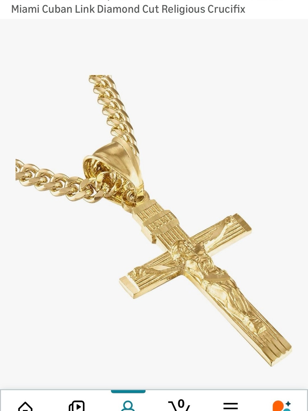 Men's Gold Crucifix Pendant Necklace